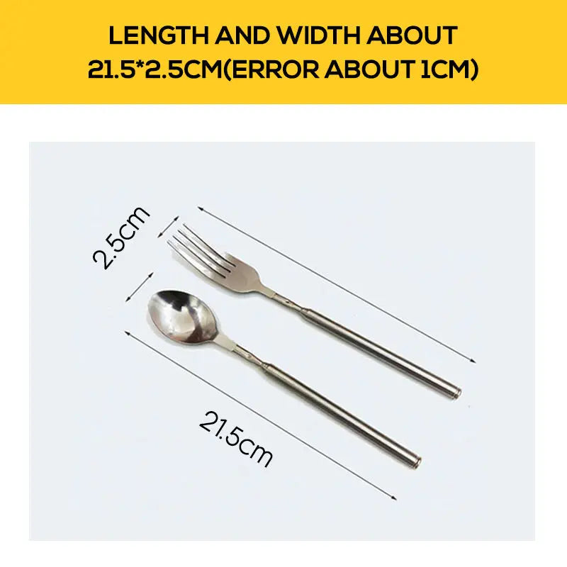 BowLift | Adjustable Stainless Steel Cutlery Set with Extendable Fork and Spoon
