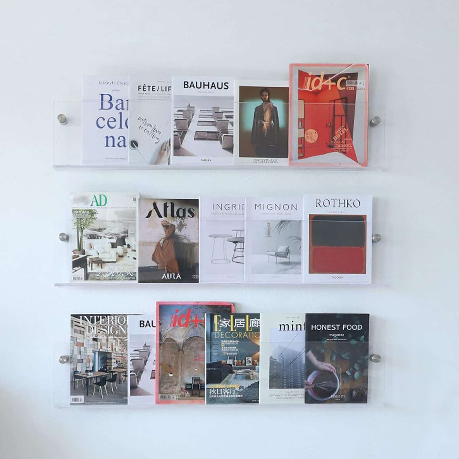 BowLift | Acrylic Wall-mounted Floating Magazine Rack