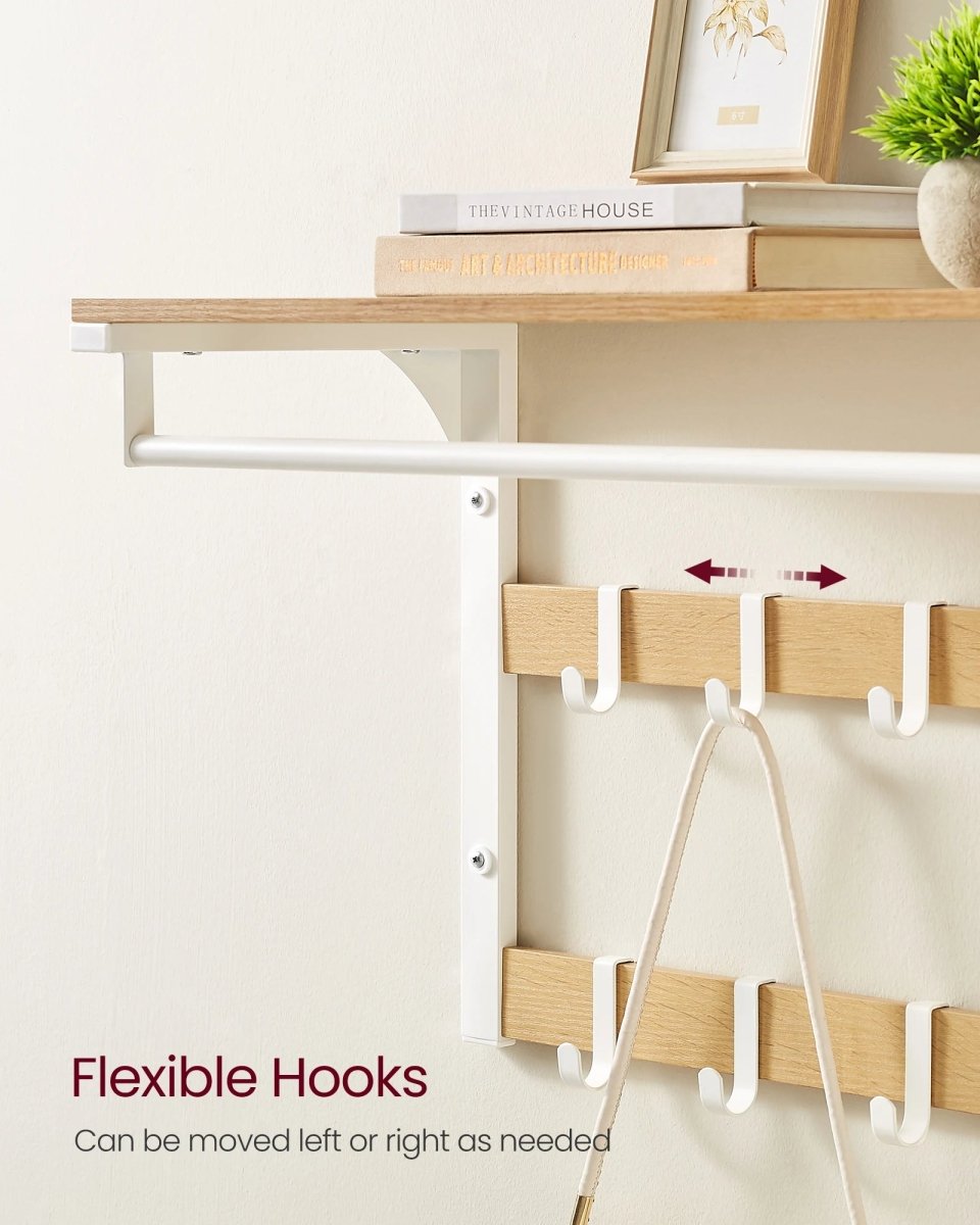 BowLift | 3-in-1 wall coat rack with shelf, hooks, and clothes rail