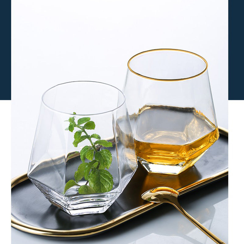 BowLift | Water Cup Set Simple Living Room Heat-Resistant Tea Cup Beverage Cup Hexagonal Transparent x2