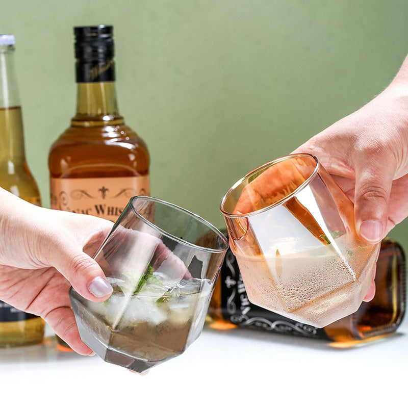 BowLift | Water Cup Set Simple Living Room Heat-Resistant Tea Cup Beverage Cup Hexagonal Transparent x2