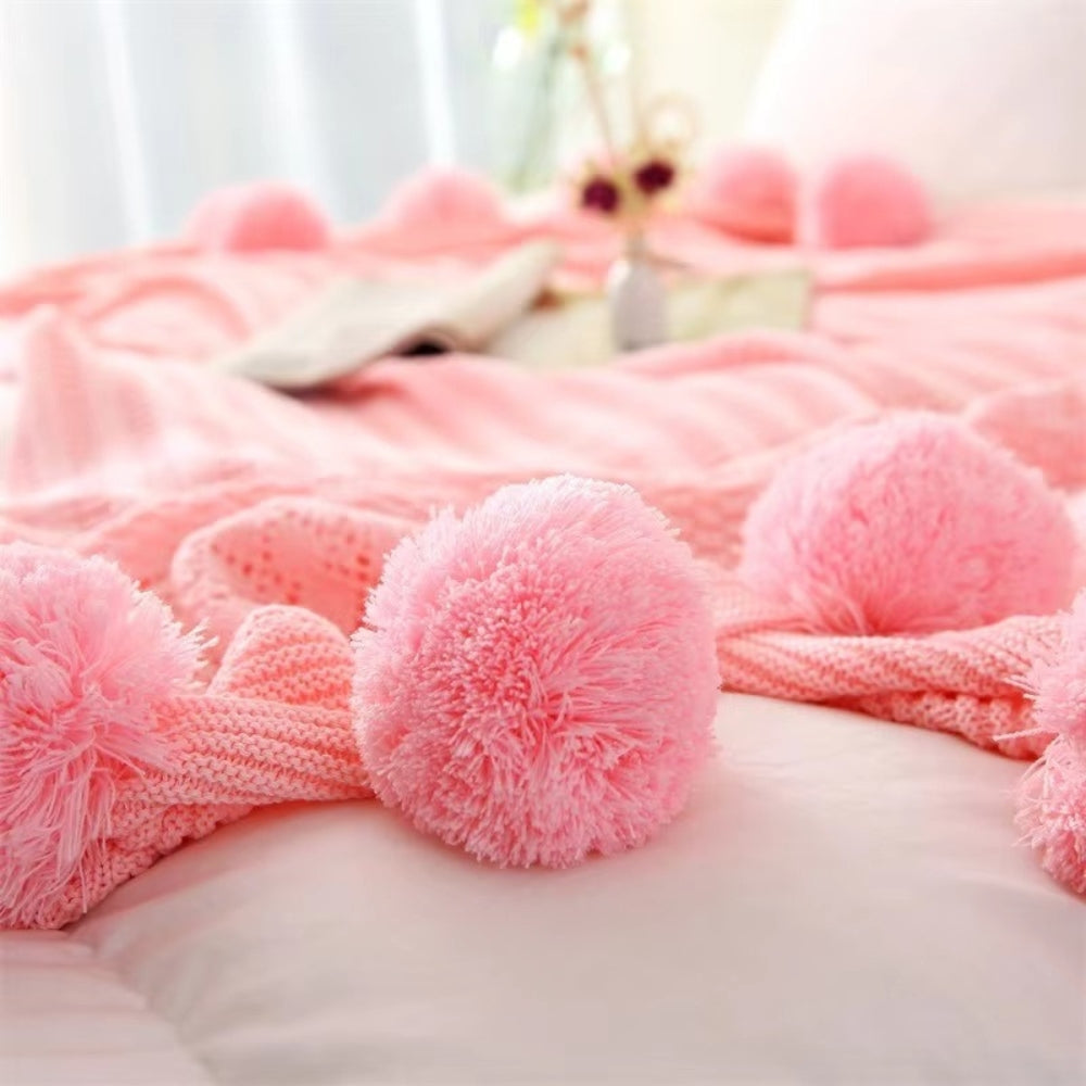 BowLift | Whimsy Fluffy Pom-Pom Macaron Blanket