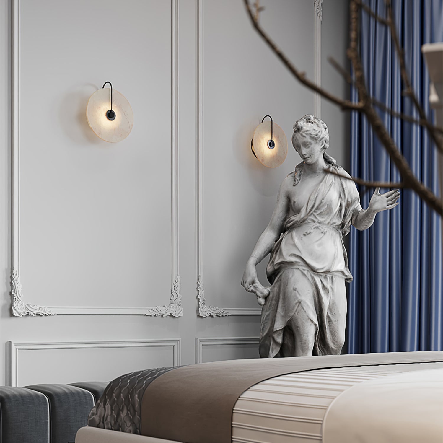 BowLift | White Alabaster Wall Lamp