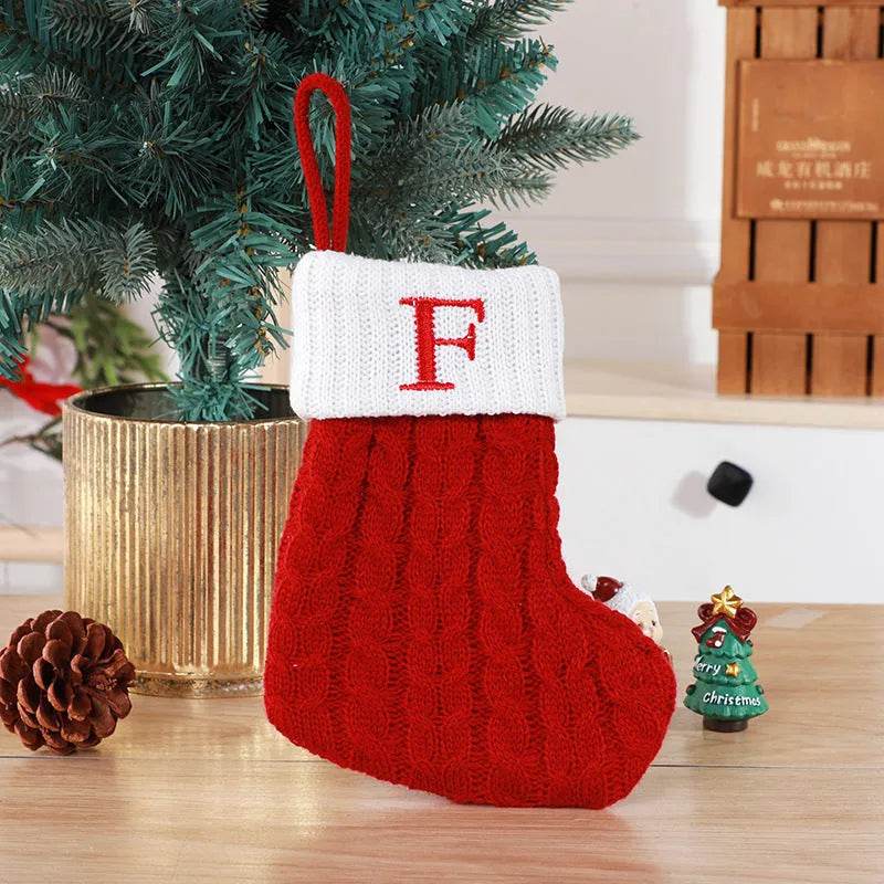 BowLift | Cute Letters Christmas Stockings Decorative Creative Tree Pendant Wool Knitted Socks