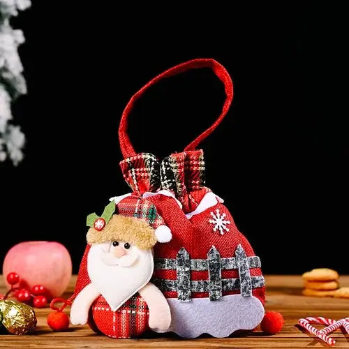 BowLift | Christmas Gift Bags | Reusable Fabric with Drawstring | Santa, Snowman & Reindeer Patterns | 2 Sizes
