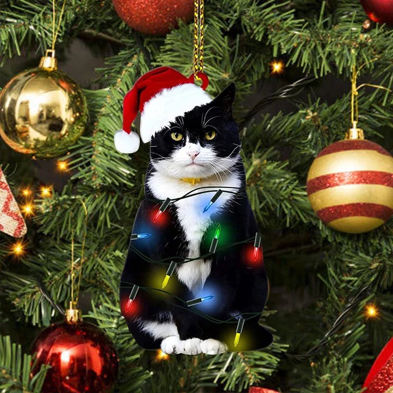 BowLift | Acrylic Black Cat Christmas Ornaments Set – Adorable Tree Pendants for Weddings, Parties, and Festive Home Décor