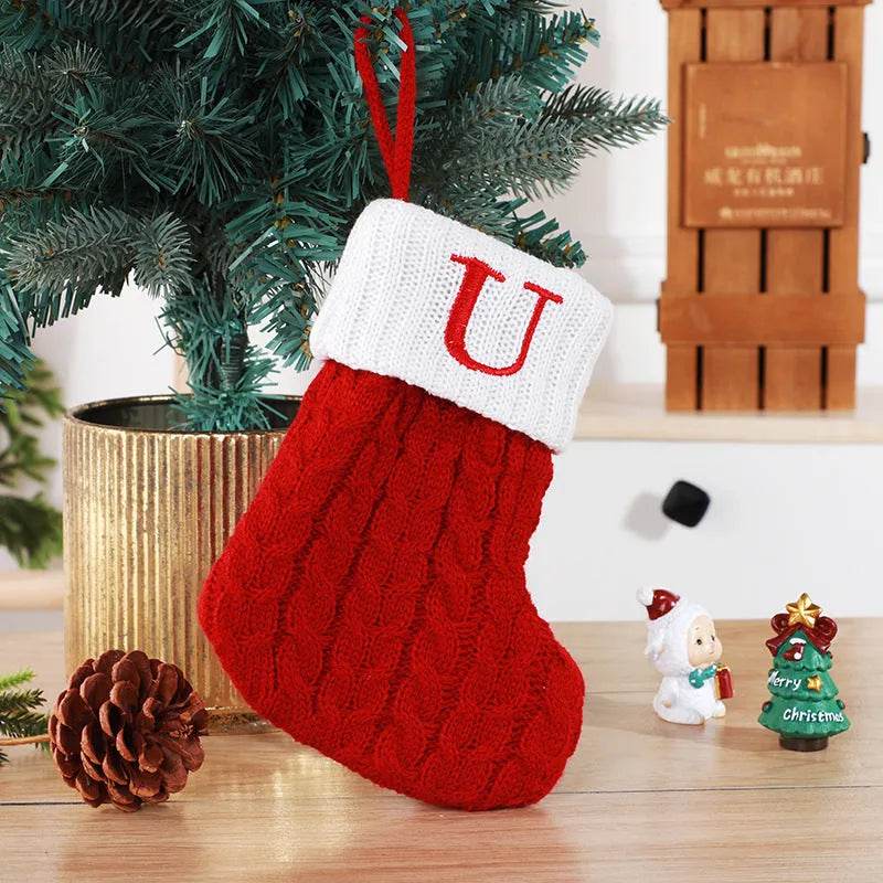 BowLift | Cute Letters Christmas Stockings Decorative Creative Tree Pendant Wool Knitted Socks