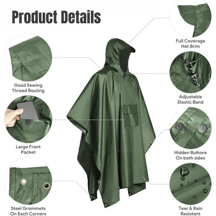 BowLift | All-Terrain Trek Poncho | Waterproof, Packable & Lightweight for Outdoor Adventures and Emergency Preparedness