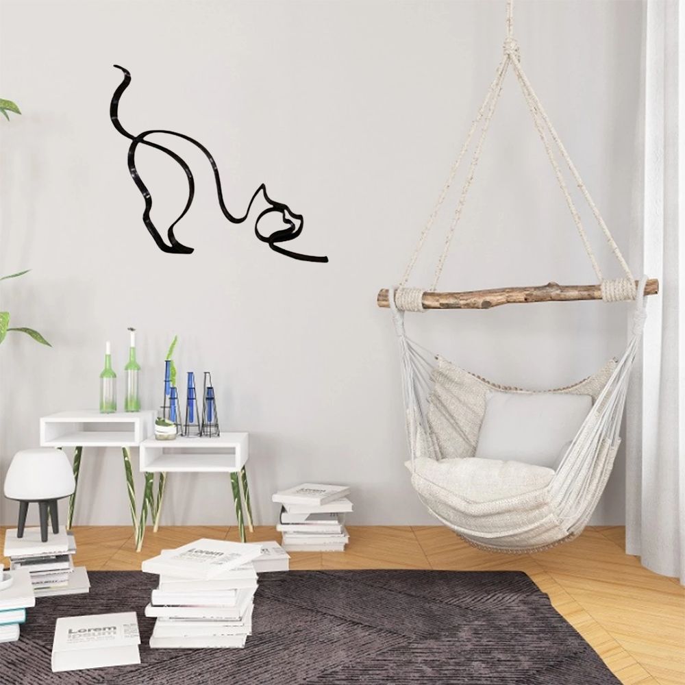 BowLift | Tier Kunst Eisen Skulptur Retro Metall schwarze Linien Katze Hund Schreibtisch Ornament