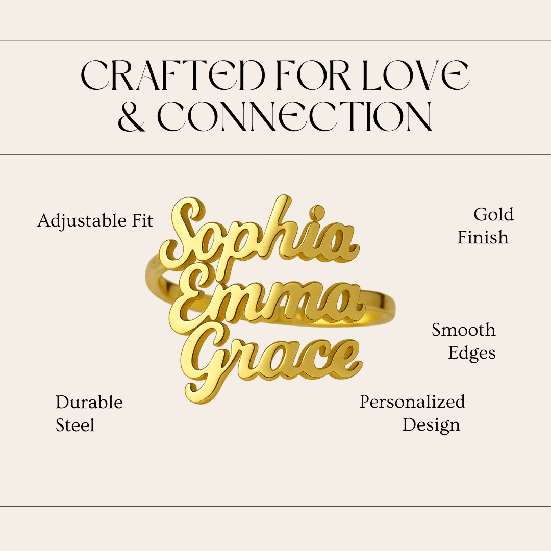BowLift | AURELION – Custom Adjustable Gold Stainless Steel Name Ring