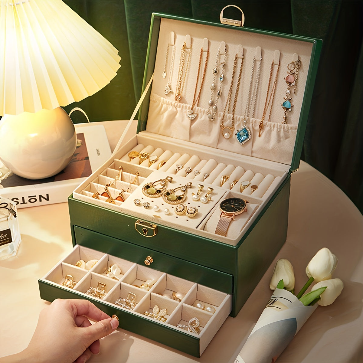 BowLift | Jewelry Box Leather Organizer with Drawers