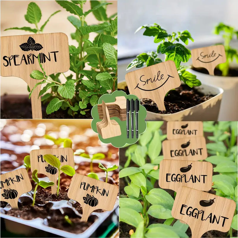 BowLift | Plant labels made of wood for garden and balcony ā Rewritable labels for herbs and plants