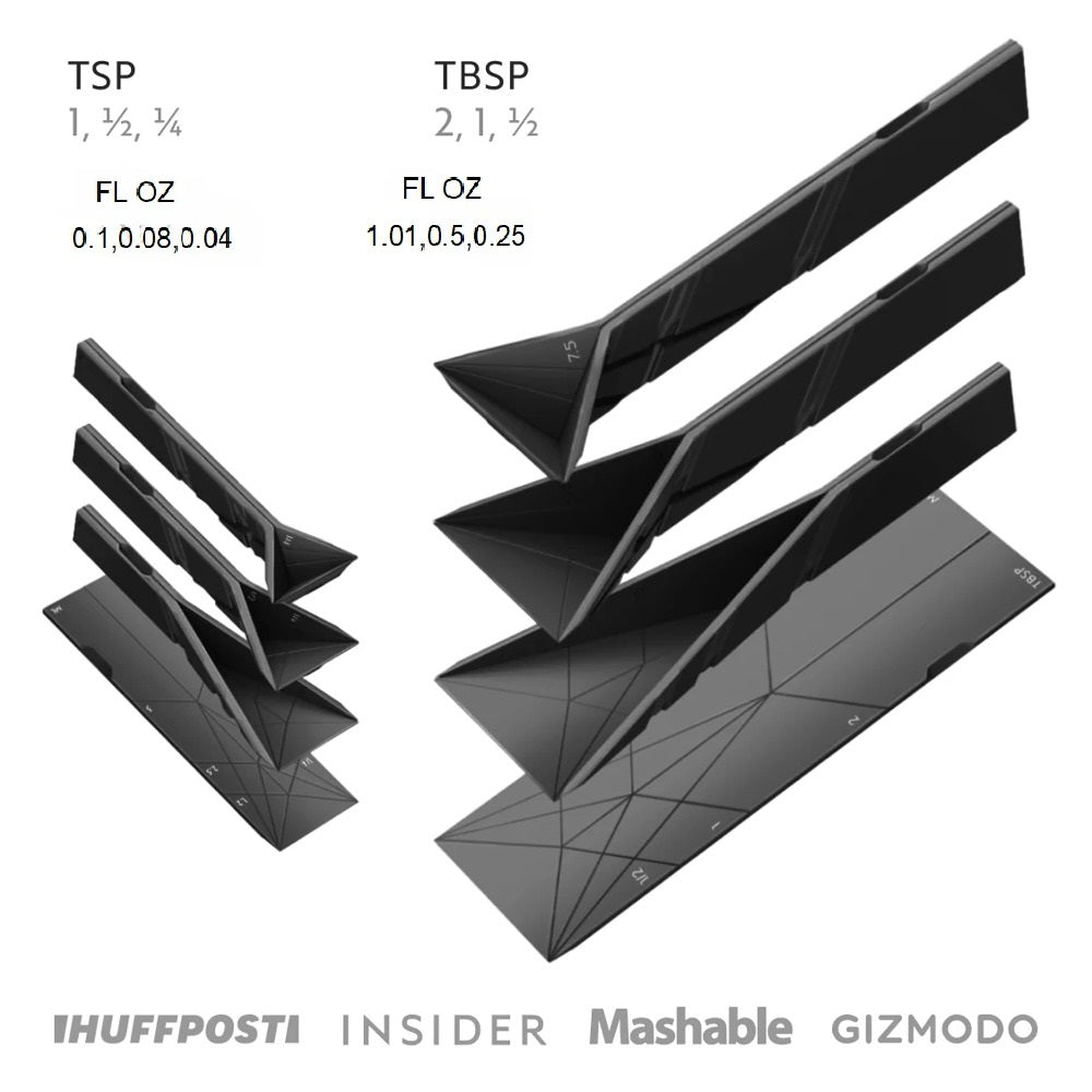 BowLift | 3-in-1 Folding Measuring Spoons | TriScoop Magnetic Design | Space-Saving Kitchen Tool