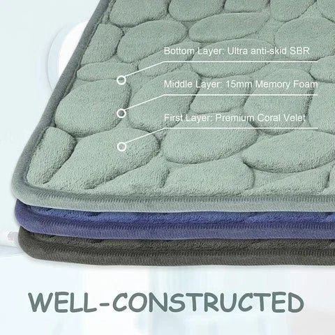 BowLift | Cobblestone Embossed Bathroom Bath Mat