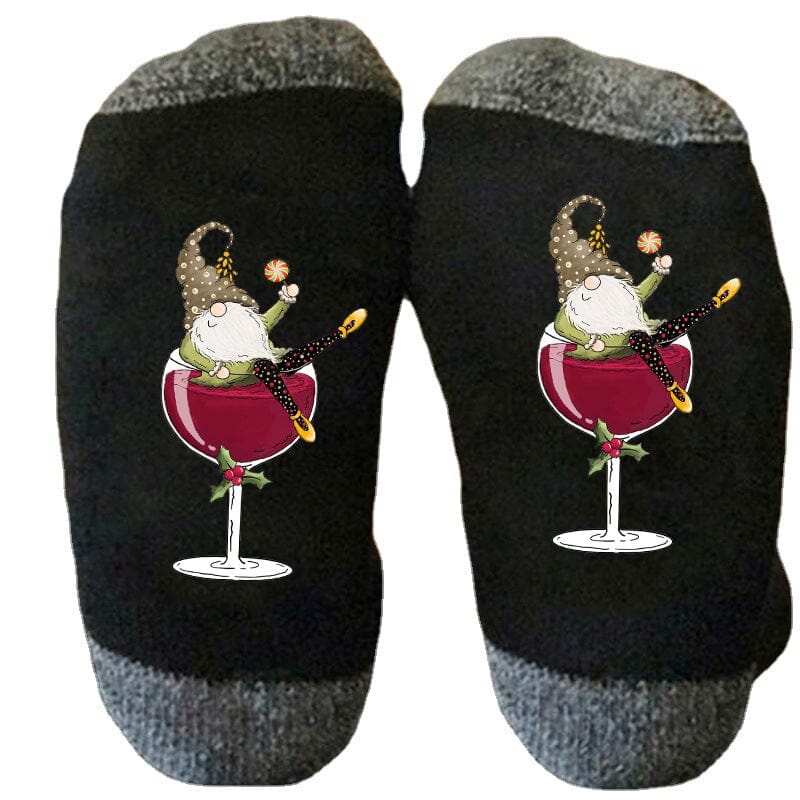 BowLift | Christmas gnome wine glass unisex crew socks