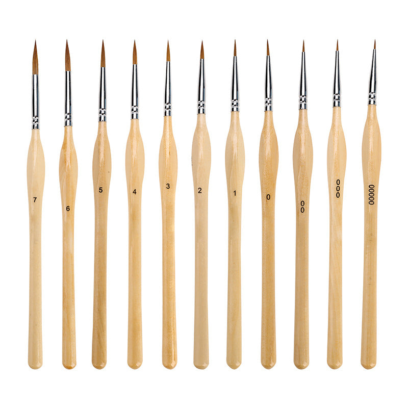 BowLift | 11 Pcs Miniature Detail Paint Brush Set With Natural Wood Handle