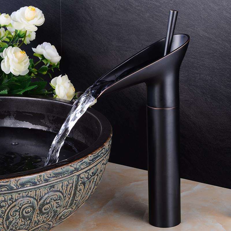 BowLift | Waterfall Antique Faucet Bathroom Sink Faucet Brass Sink Mixers