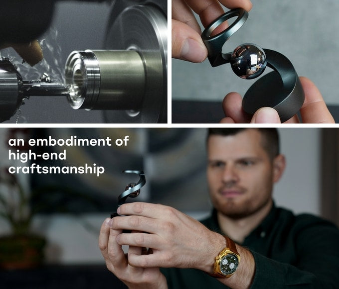 BowLift | Gravity Defying Kinetic Desk Toy | CNC Machined Aerospace Aluminum Helix | Mirror-Polished Stainless Steel Sphere | Precision-Engineered Mechanical Optical Illusion | 8-Component Modular Assembly