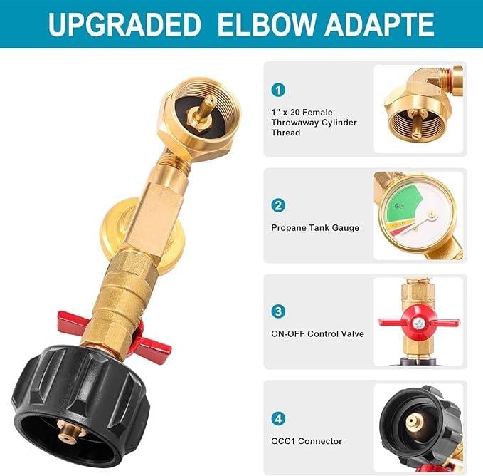 BowLift | Top-Rated Propane Refill Elbow Adapter with Tank Gauge