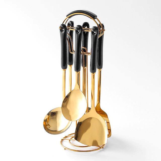 BowLift | Golden Kitchen Utensils with Stand