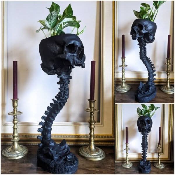 BowLift | BoneBloom | Planter with Skull and Spine