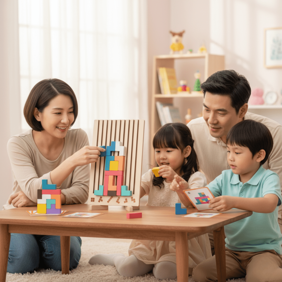 BowLift | BLOCKWISE – Montessori Wood Tetris Stacking Toy for Learning and Play