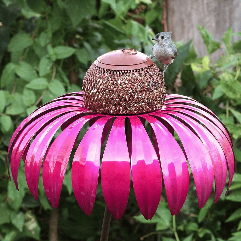 BowLift | BloomFeast – Elegant cone-shaped feeder that blends with garden flowers.