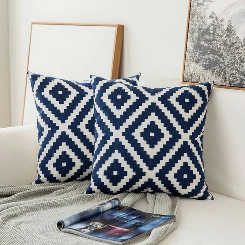 BowLift | Blue Embroidered Decorative Pillow Cover