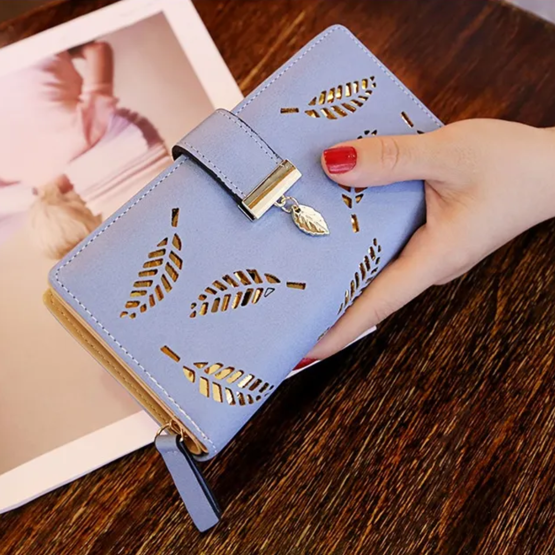 BowLift | GoldenLeaf PU Leather Wallet with Leaf Charm Design