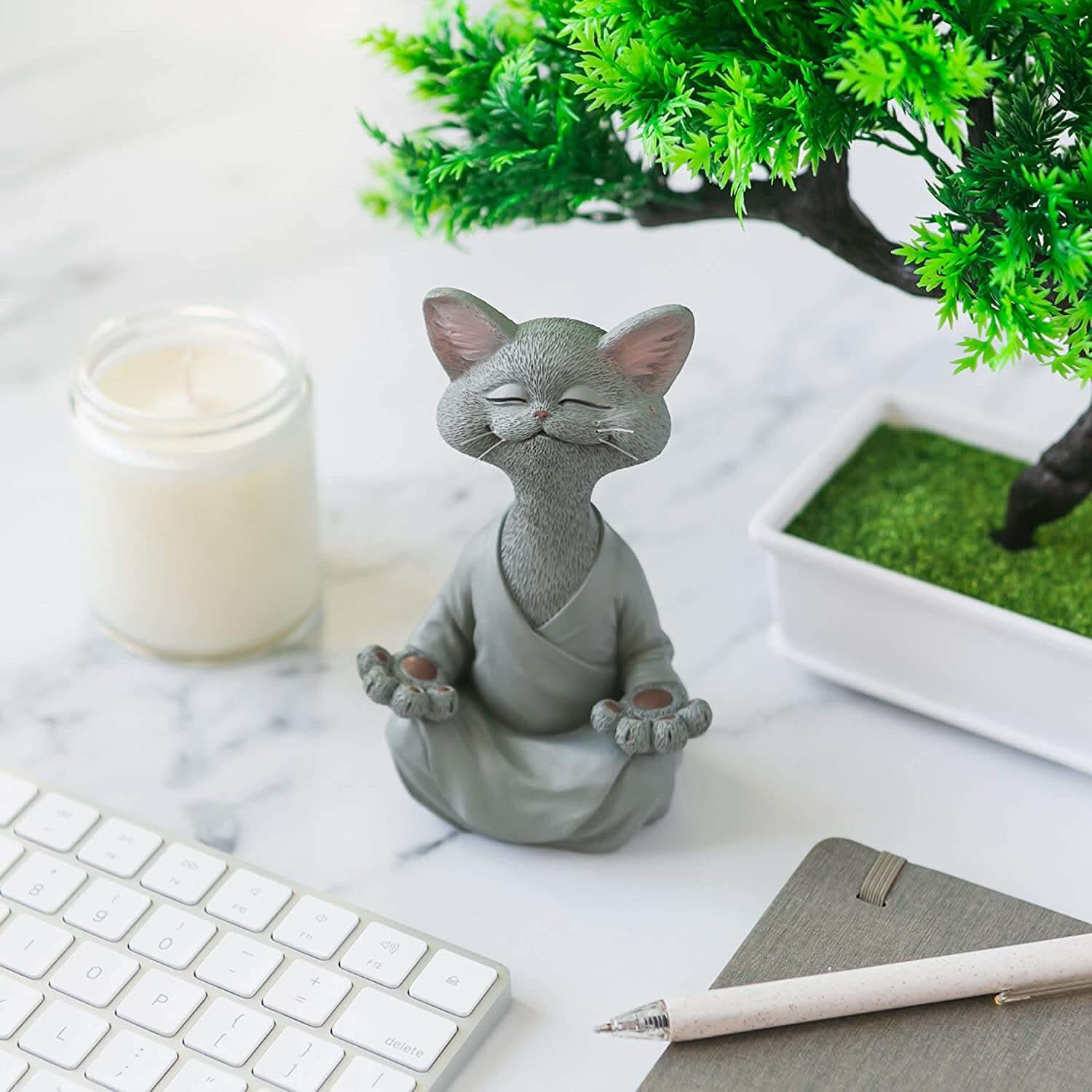 BowLift | Buddha Cat Figurine – Zen Garden Decoration