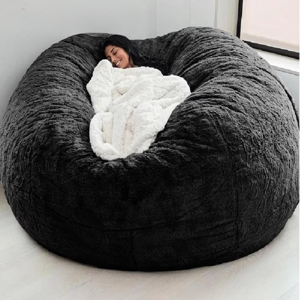 BowLift | Giant 5ft Fluffy Faux Fur Bean Bag Cover – Ultra-Soft Lounge Sofa (Cover Only)