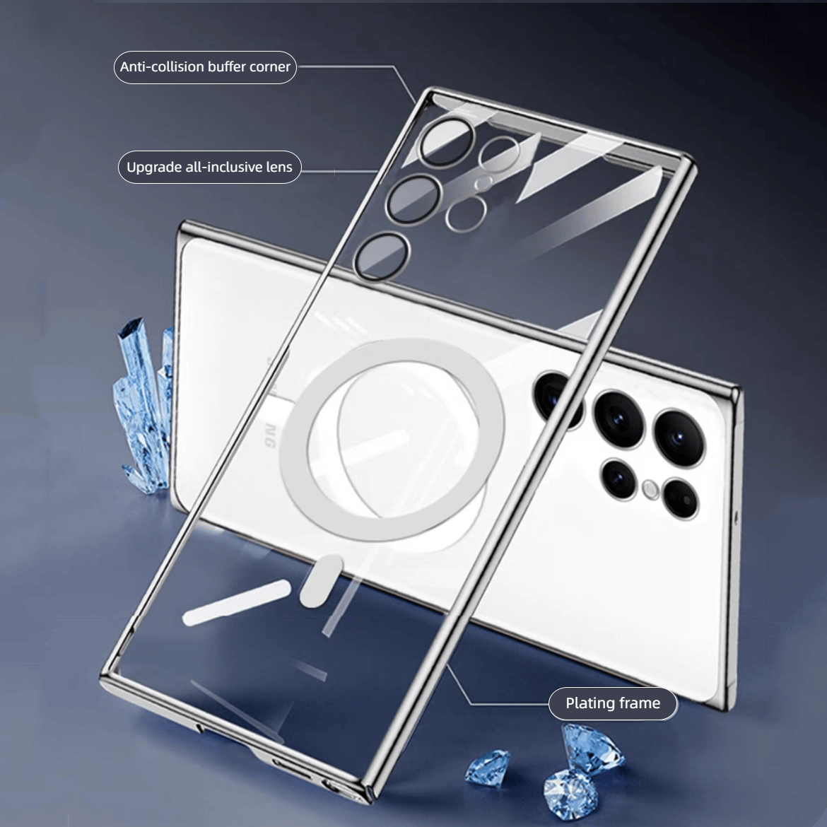 BowLift | Transparent Luxury Coating Magnetic Cover for Samsung