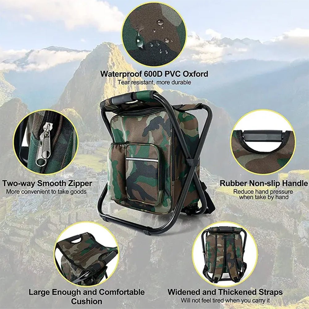 BowLift | Camochair Pack – 3-in-1 Backpack, Cooler & Folding Chair for Outdoor Adventures