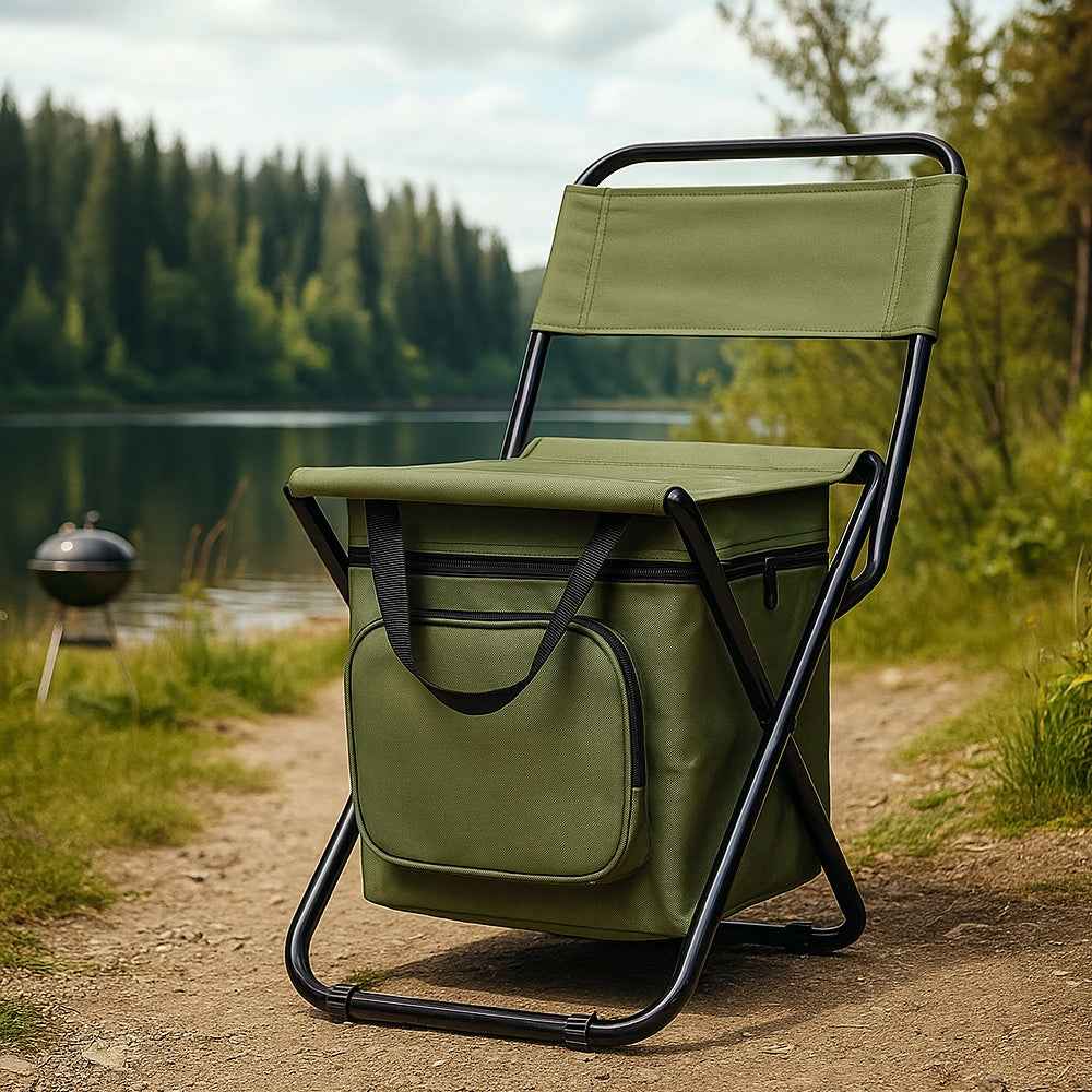 BowLift | ChillPack Outdoor Chair – Folding Camping Chair with Backrest and Integrated Cooler Bag