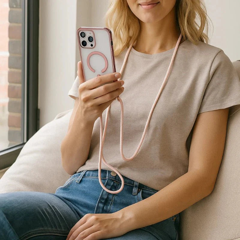 BowLift | CarryLink – Adjustable Phone Lanyard with Clear MagSafe Case