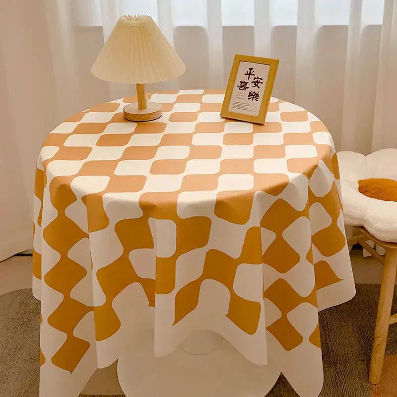 BowLift | Round tablecloth made of cotton with check pattern