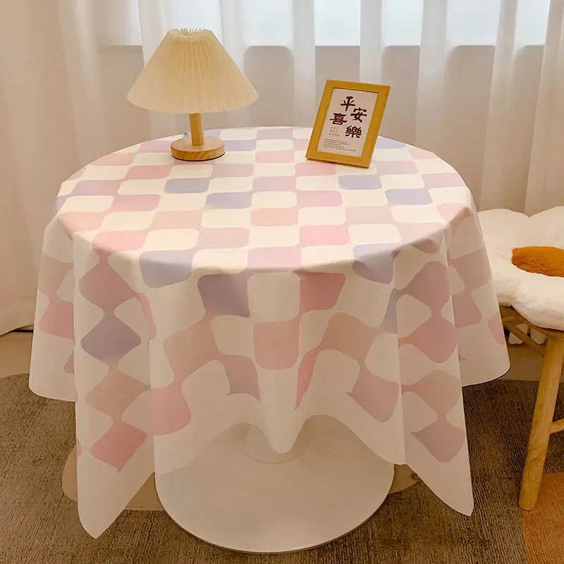 BowLift | Checked Design Round Cotton Tablecloth