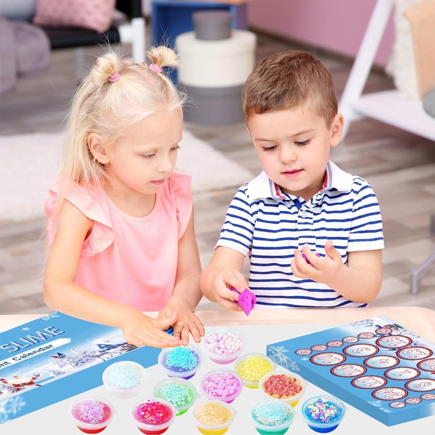 BowLift | Christmas Advent Calendar 24 Days Crystal Mud Blind Box - Christmas Countdown Toy for Children