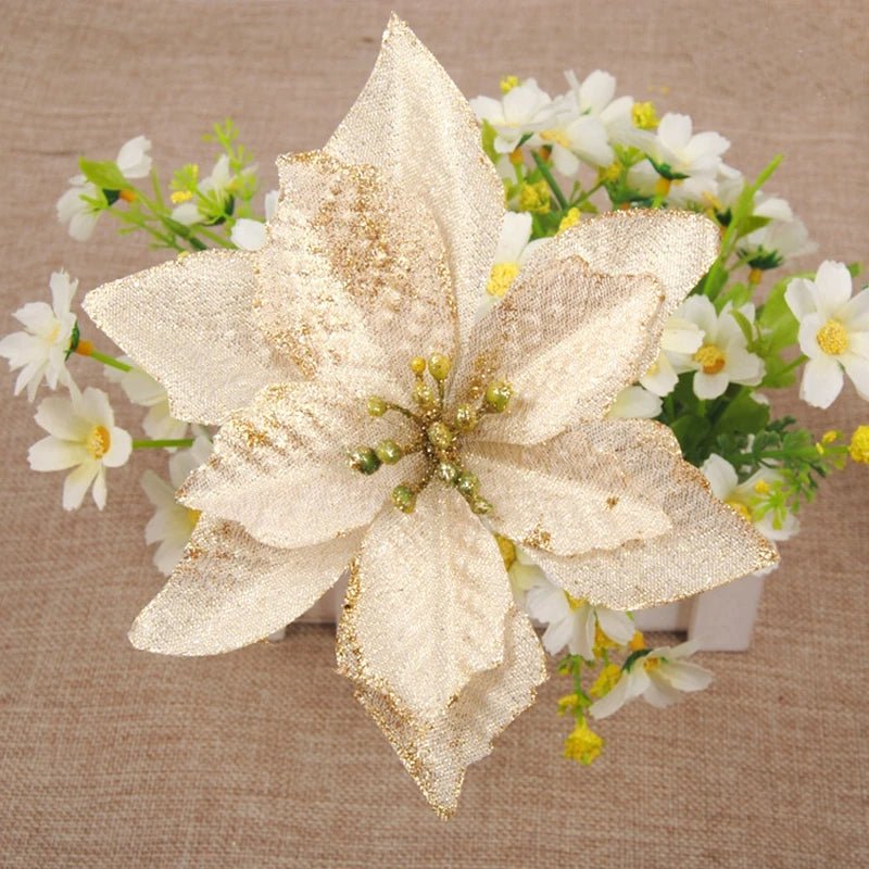 BowLift | Christmas Artificial Poinsettia Flower Heads Tree Pendants – Beautifully Crafted Artificial Poinsettia Flower Ornaments for a Stunning Holiday Home Makeover