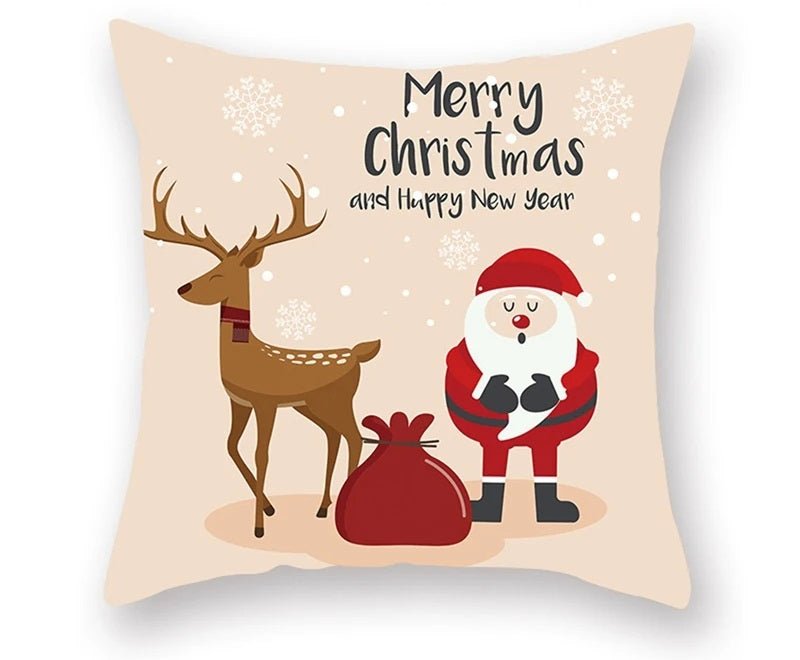 BowLift | Christmas Cushion Cover – Festive Santa & Elk Design for Holiday Decor & Perfect New Year Gift