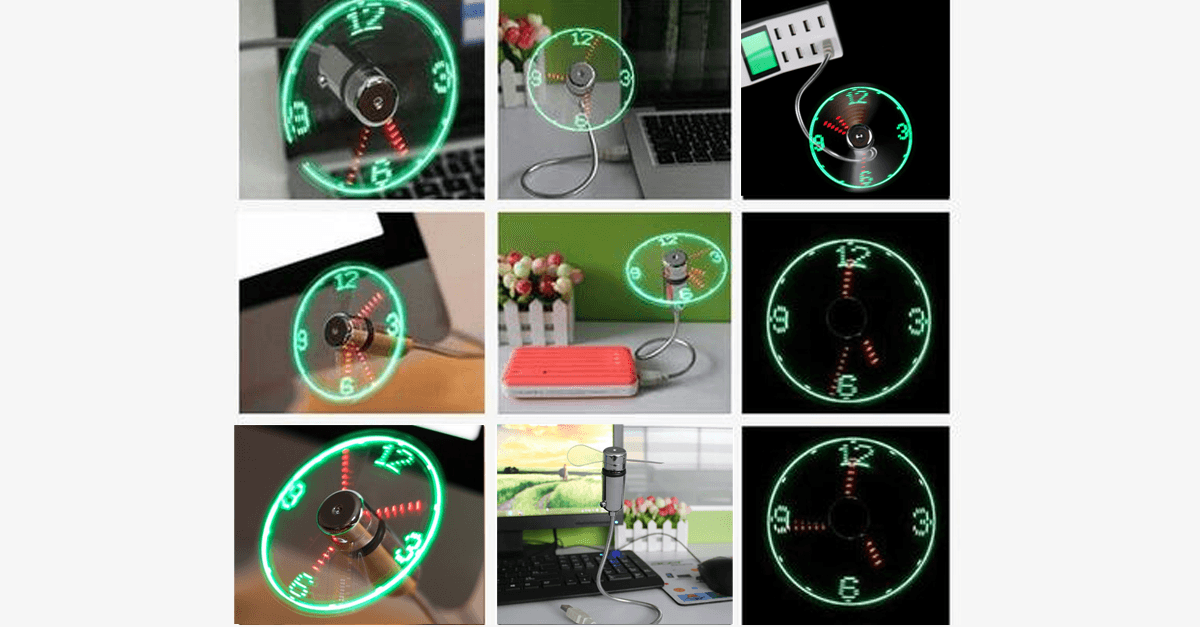 BowLift | 2-in-1 LED Light USB Cooling Fan with Real-Time Clock - Think Different