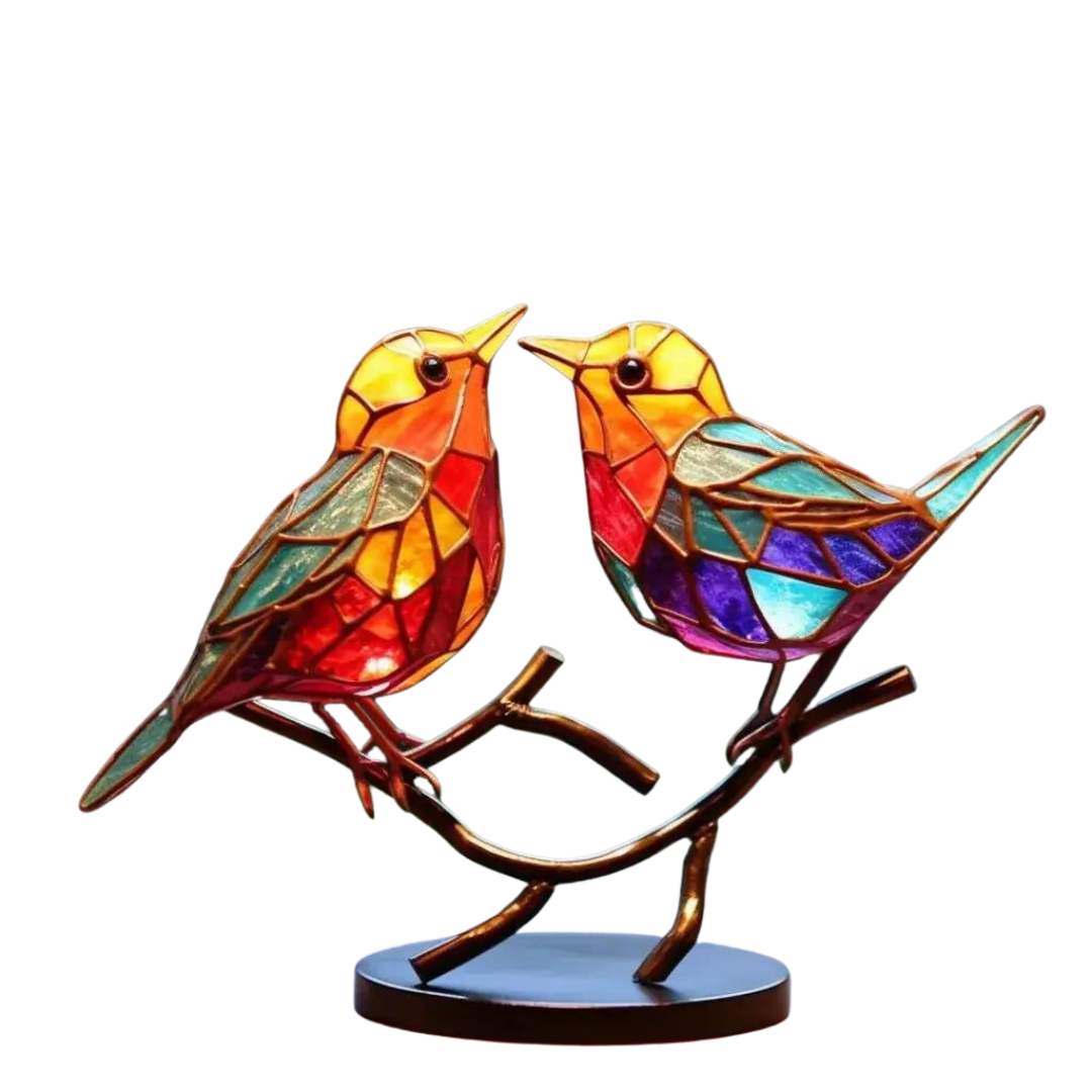 BowLift | ColorBirds - Coloured Birds on Branch Decorative Sculpture