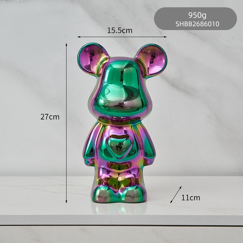 BowLift | Colorful Ceramic Bear Sculpture and Statue Piggy Bank Desk Ornament