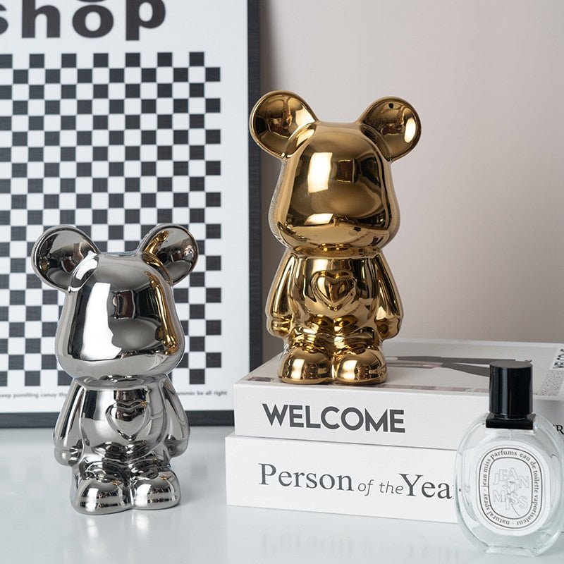BowLift | Colorful Ceramic Bear Sculpture and Statue Piggy Bank Desk Ornament