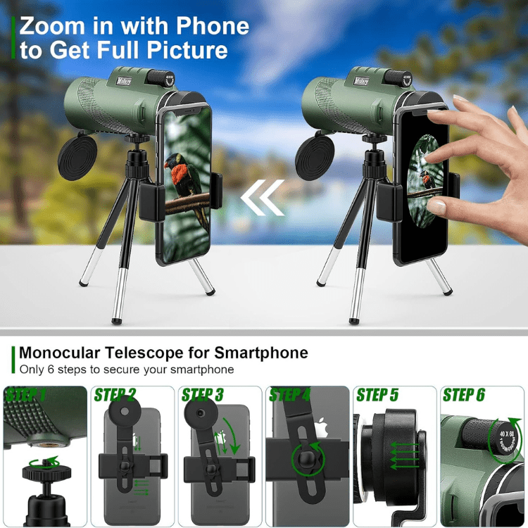 BowLift | Compact 600x Ultra-Zoom Monocular | HD Lens, Lightweight & Perfect for Hiking, Birdwatching, and Sports Events
