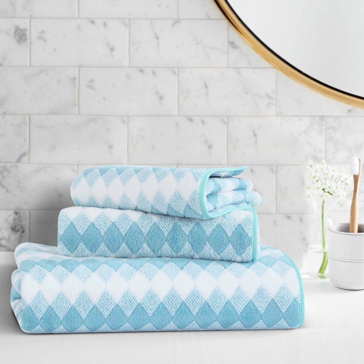 BowLift | Elysoria Coral Weave Towels | Plush, durable towels with maximum absorbency and quick-dry