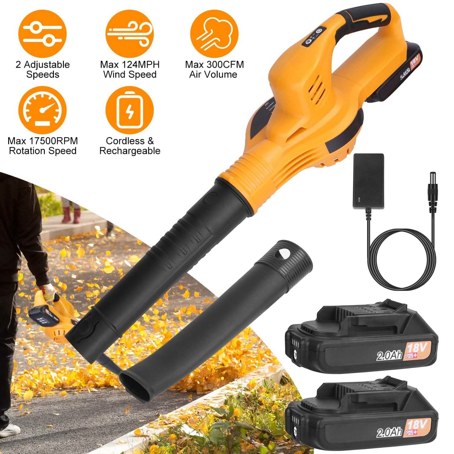 BowLift | Battery Leaf Blower Cordless Max 124MPH 300CFM with 2 Adjustable Speeds