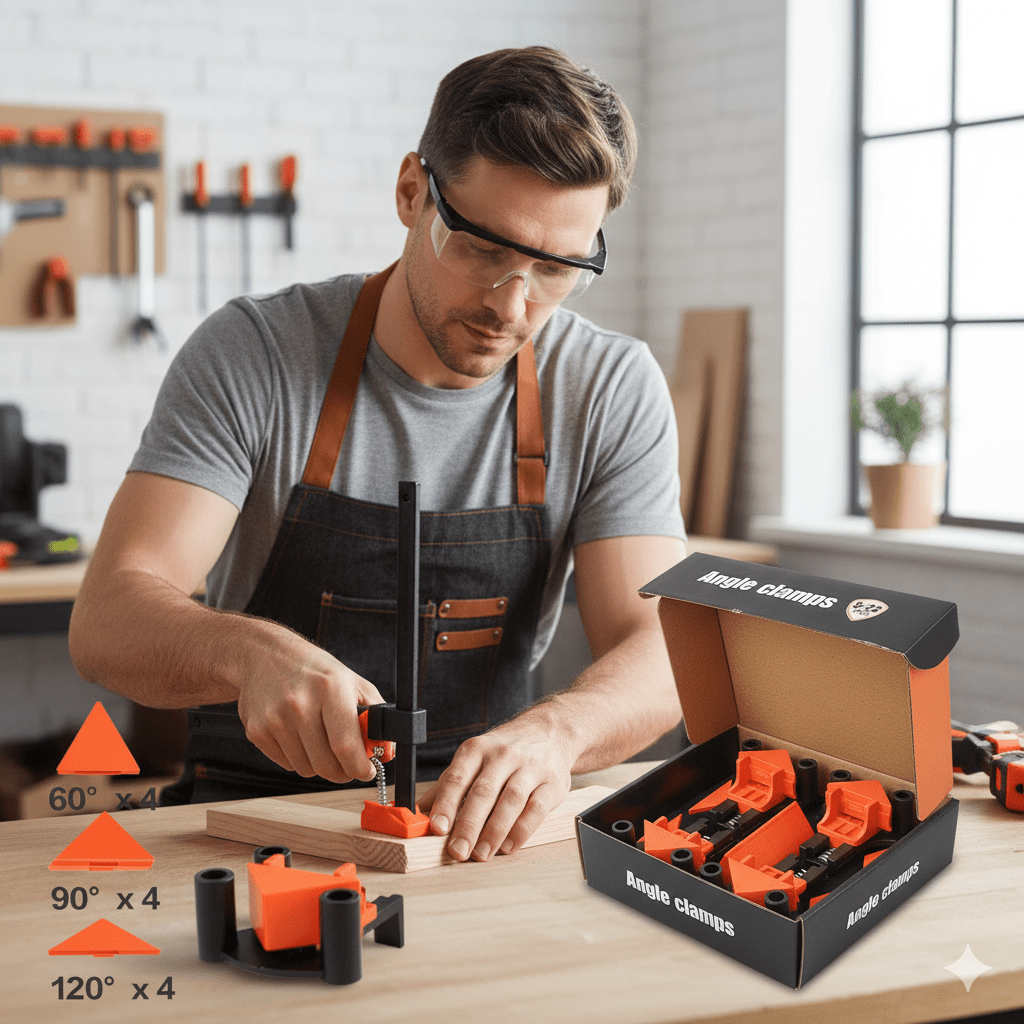 BowLift | CORNERMATE – Adjustable 4-Way Corner Clamp Set for Perfect 60°, 90°, and 120° Angles