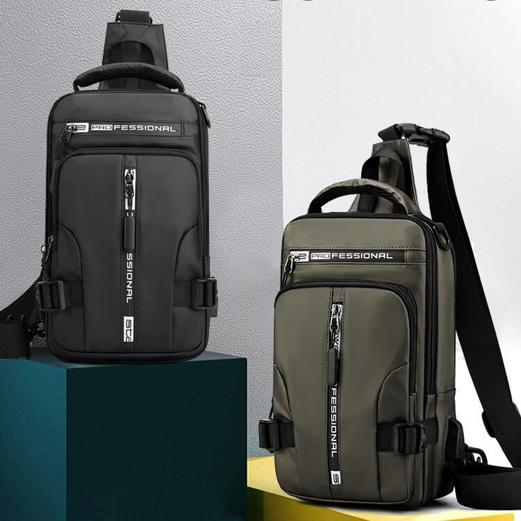BowLift | Waterproof Oxford Crossbody Bag, Anti-Theft Sling Bag, USB Charging & Multi-Pocket Design