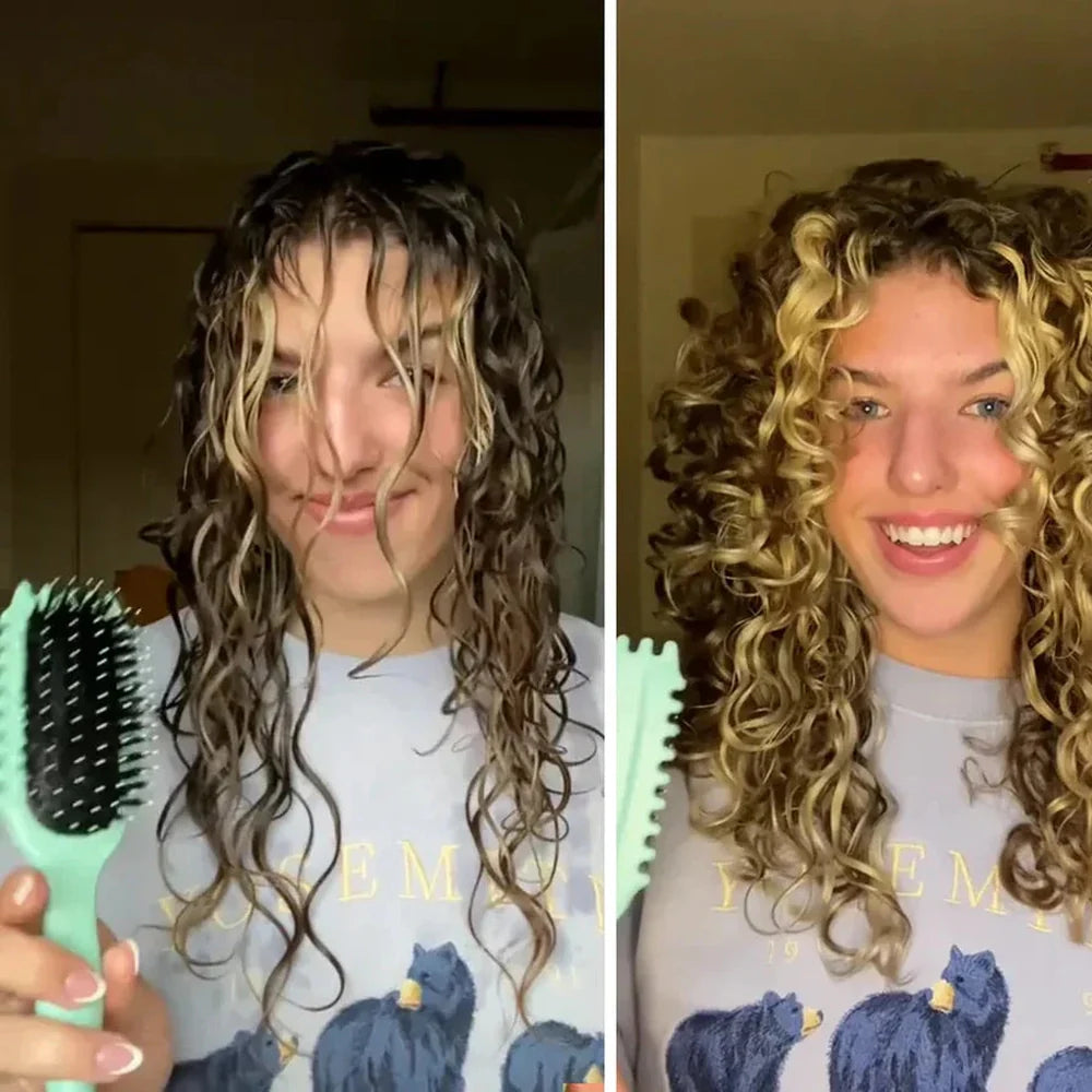 BowLift | CurlDefine | Anti-Frizz Detangling Brush for Curly Hair